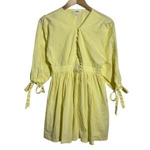 Ice Bird Cottage Coquette Mini Dress Women S Yellow Cotton Spring Peasant Preppy